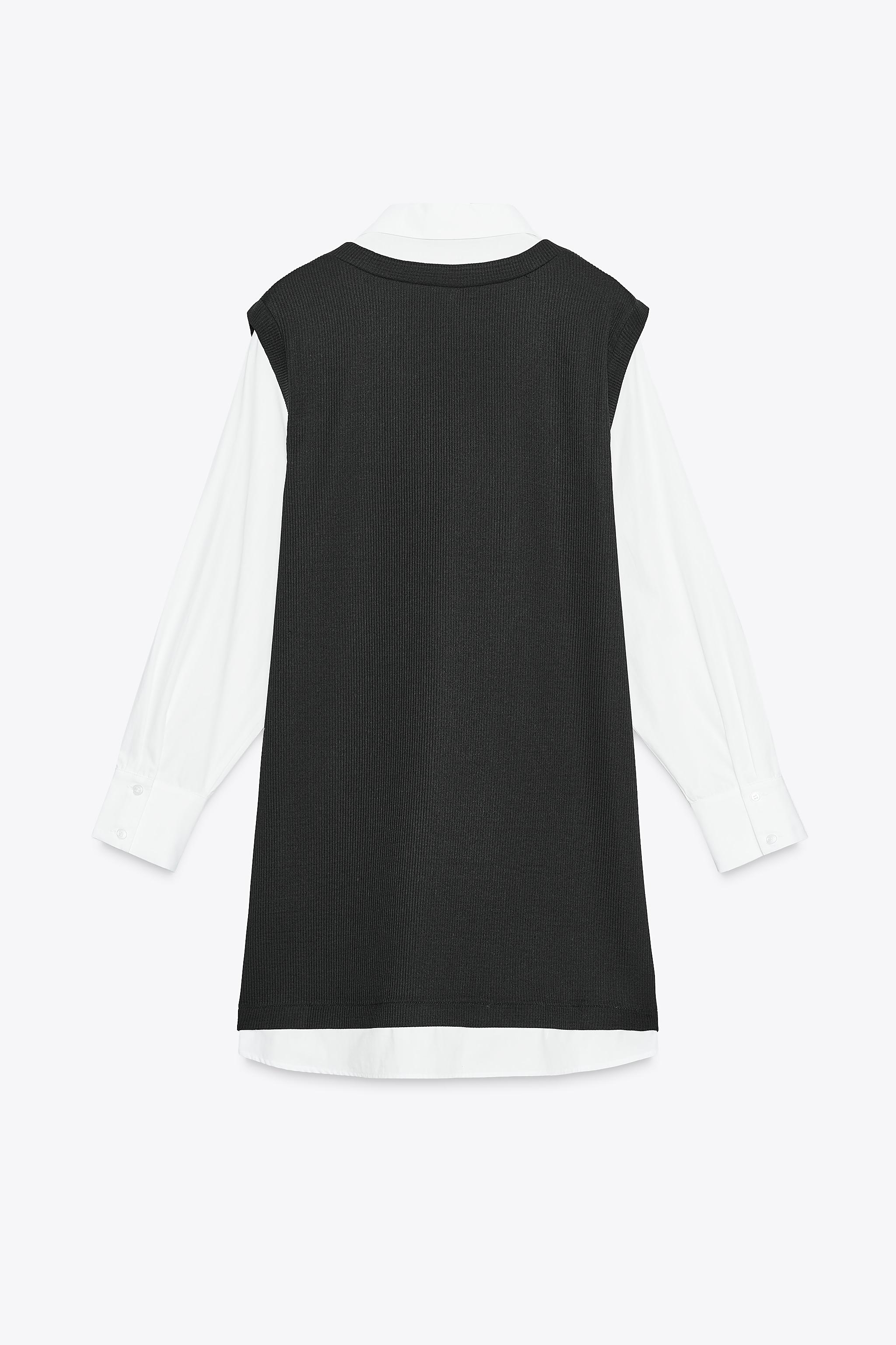 POPLIN COMBINATION MINI DRESS